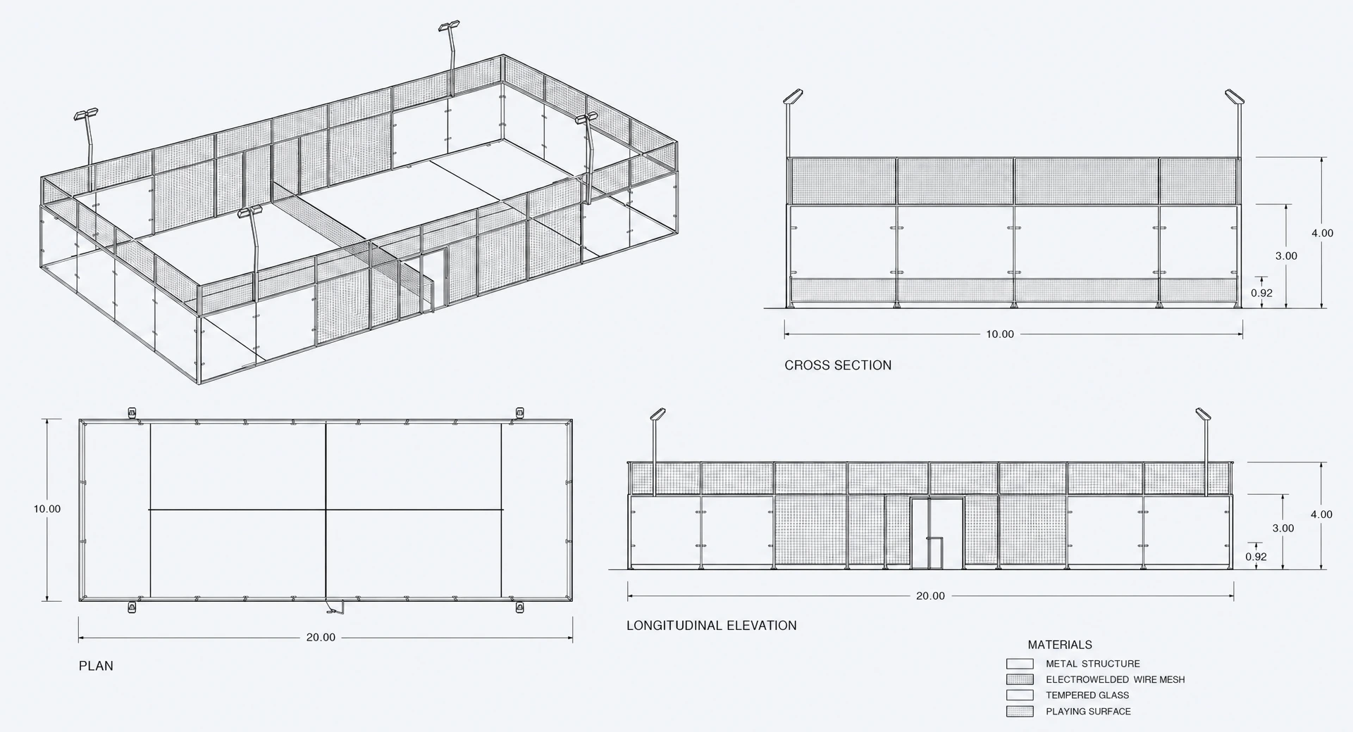 Padel court engineering and technical specifications